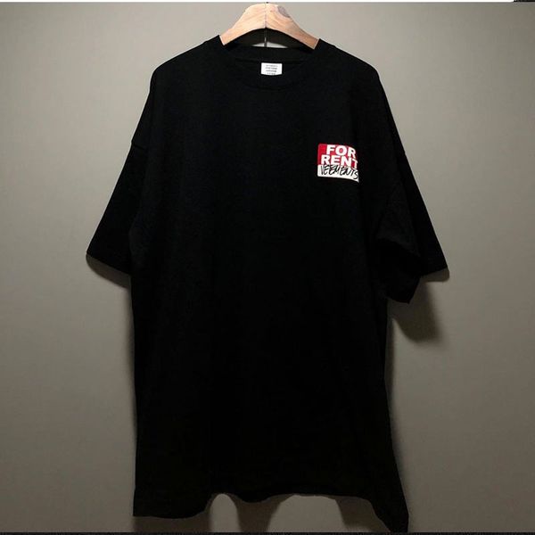 

style t-shirts short tees vetements red summer rent vetements men women for letter 2020 oversize sleeve t shirt oqlpe, Black