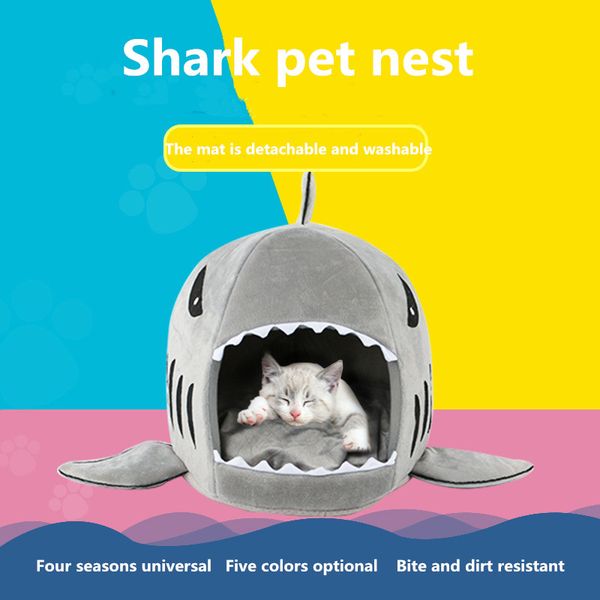 

2019 pet bed теплое cave puppy soft для малого среднего дом cat открытый поставки креативность nest питомник собак матрас мультфильм shark c