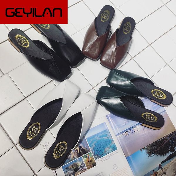 

spring 2019 new korean version of the square head with low heel outside the society to wear flat loafers mules shoes women e383, Black