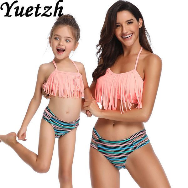 

women's swimwear women bikini girls kids bikinis set mother daughter family child swimsuit swimming swim beachwear bathing suit, White;black