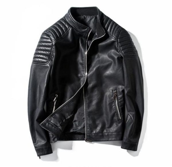 

luxury pu leather jackets mens designer coats autumn solid color jackets slim casual outerwear mens apparel, Black