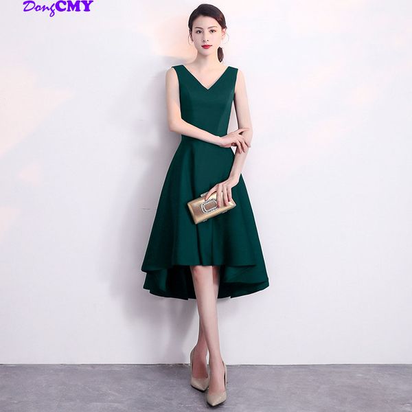 

dongcmy new arrival 2020 short prom dresses v-neck plus size mo green color vestido satin evening gown, White;black