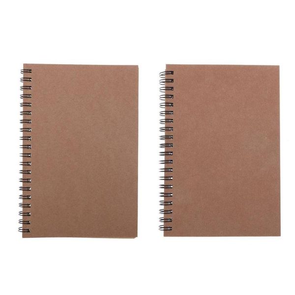 

notepads kraft paper cover spiral notebook dotted journal diary sketchbook notepad, Purple;pink