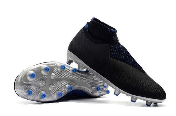 

2019 men knitted fg/ag football shoes outdoor vision college mg shadow series black white football boots