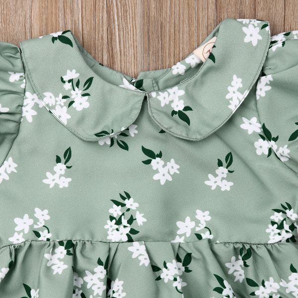 

2019 baby summer clothing cute newborn infant baby girl bodysuits clothes peter pan collar flower jumpsuit bodysuit outfits, White