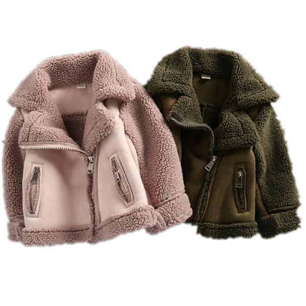 

new girls and boys coats winter fur fleece jackets kids outwear girls jacket 7ct069 t200103, White
