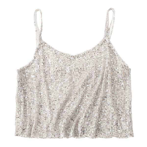 

outside wear condole belt spring chic disco dancing glittering sequins vest female woman club clothes, White