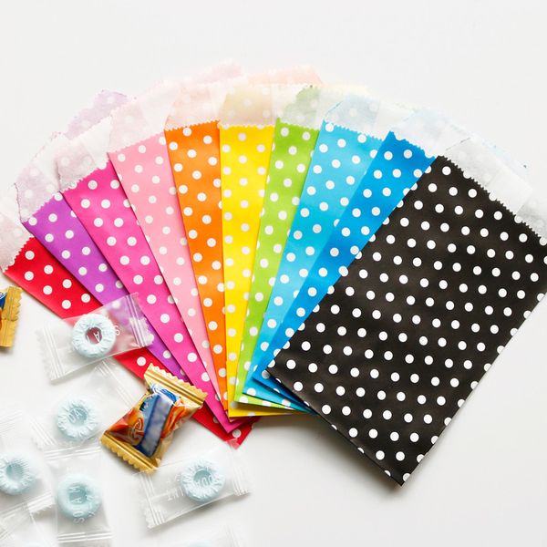 

25pcs paper gift bag 10 colors dots bag party candy treat wedding gift packaging birthday supplies