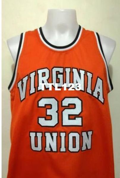 

vintage men #32 ben wallace virginia union university college vintage jersey size s-4xl or custom any name or number jersey, Black;red