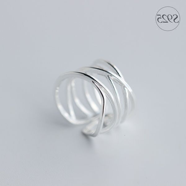 

925 real. sterling silver jewelry multi-rows/layers cross criss twisted long ring wrap ring adjustable drop shipping gtlj978, Golden;silver