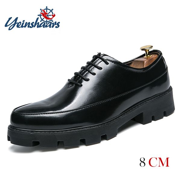 

yeinshaars men pointed black oxford shoes male business dress footwear height increase pointed shoes for men thick soled
