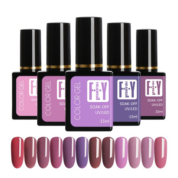 

12pcs gel nail polish nude 15ml gelpolish uv soak-off gel nagellak lacquer varnish hybrid nail gellak semi permanent art, Red;pink
