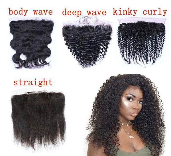 Brazilian Lace Frontal Closure Body Wave Deep Wave Kinky Curly