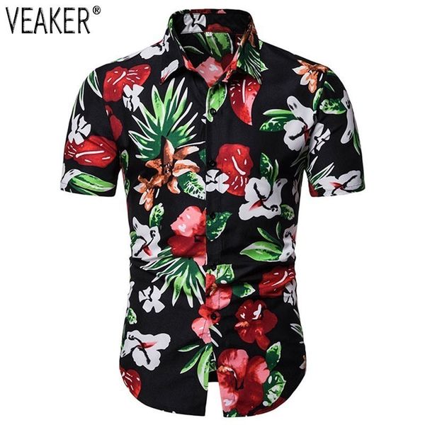 

new men flower printed shirts short skirts mouwen flowers shirt man slim fit casual shirts lent summer men basic  -3xl, White;black