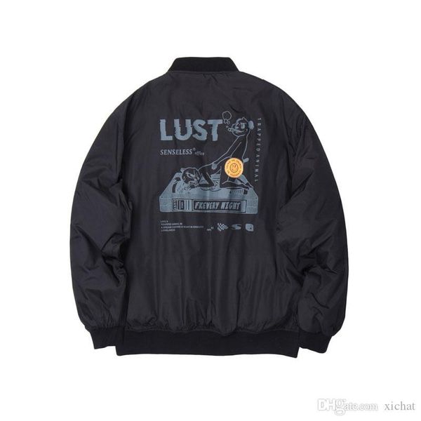 

2019 mens winter back printed padded coat jackets fashion designer baseball warm coats male thick overcoats oversize cotton windbreaker f111, Black