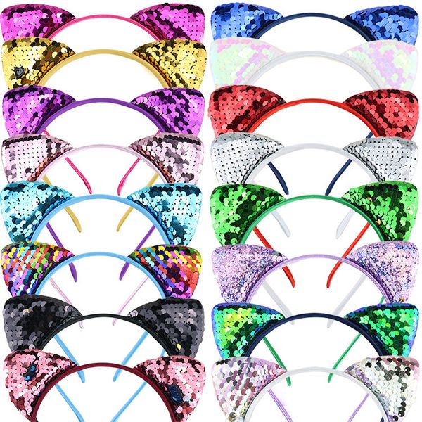 

new designs cute cat ears sequins hair bows hair clips 16 colors hair accessories for women and girls designer headband ss256, Slivery;white