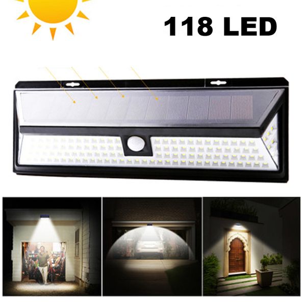 

pir solar powered garden light outdoor pir waterproof solar lamp with motion sensor energy saving security solar wall lamp 118 led