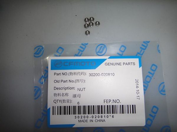 

motorcycle accessories for cfmoto gb6170 m2 nut 6 a pack 30200-020810