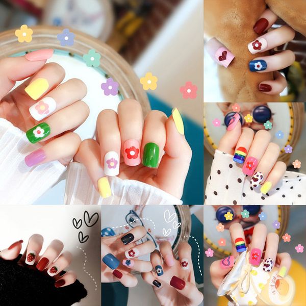 

fake nails fashion cute patch 24 piece wedding birthday party women and girls cd88, Red;gold