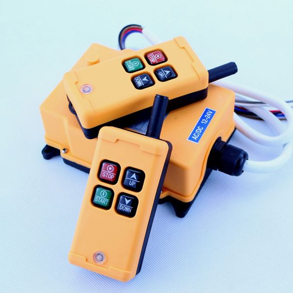 Freeshipping HS-4 4 Channels1Speed Control Hoist Industrial Wireles Crane Radio Control remoto Interruptor 4 teclas 1 receptor + 2 transmisor