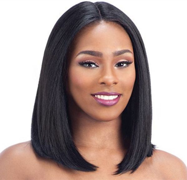 

glueless боковая часть боб прямой бразильский virgin человеческих волос natural hairline фронта шнурка и полные парики шнурка естественный ц, Black;brown