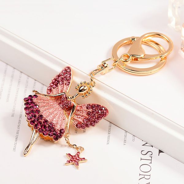 

creative keychain alloy rhinestone female angel keychain handbag pendant car keychain woman jewelry man jewelry belt buckle, Silver
