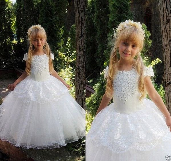 

chic country flower girls dresses for wedding guest junior bridesmaids dress off the shoulder lace sequins ball gown first communion dress, White;blue