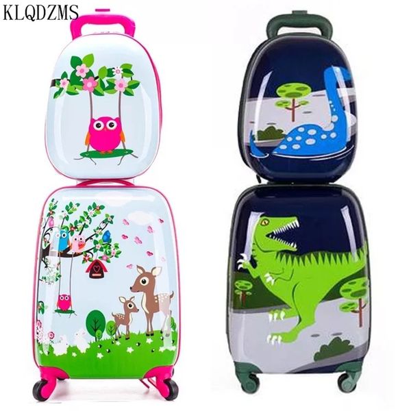 

klqdzms 18inch cute cartoon children rolling luggage set spinner suitcase wheels student trolley kids carry on travel bag