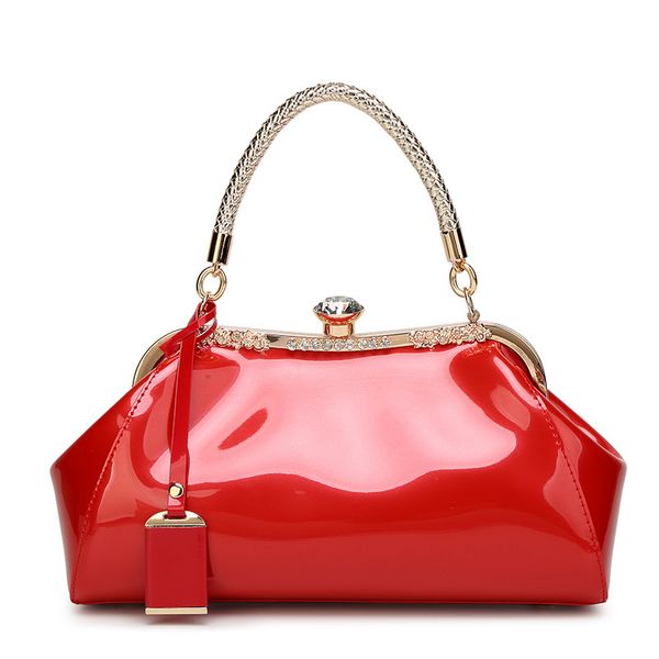 

new european and american fashion patent leather shiny women bag large capacity wild messenger clutch bag