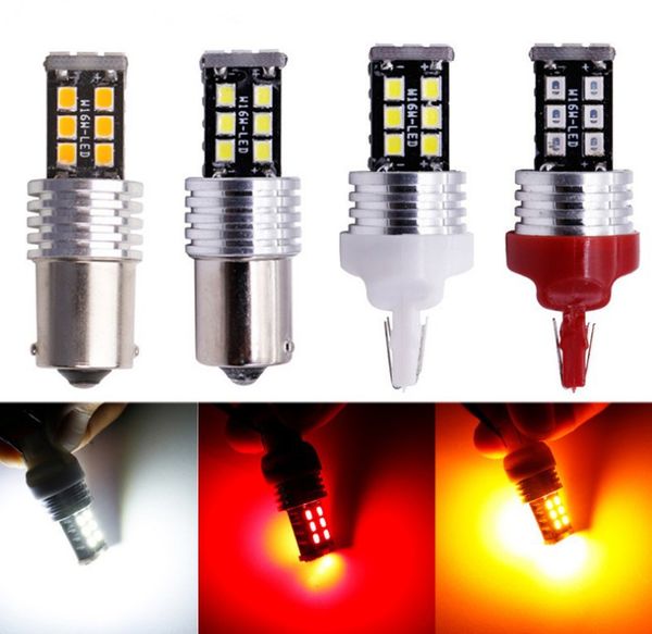 20pcs T20 1156 1157 carro LED Luz P21W 2835 15smd Auto Bulbo Sem erro Reverse Canbus Bulb Back Up Reversing Lâmpada Bulbos