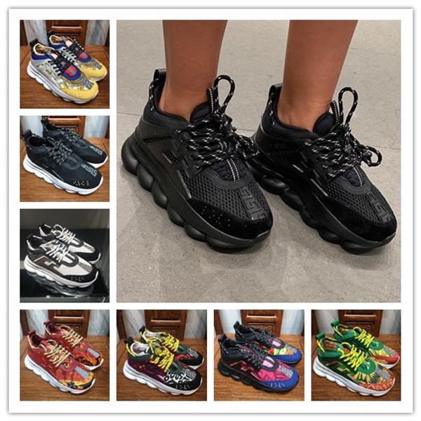 

De igner chain reaction neaker luxury brand men women ca ual hoe greek key chain link out ole multicolor lei ure hoe