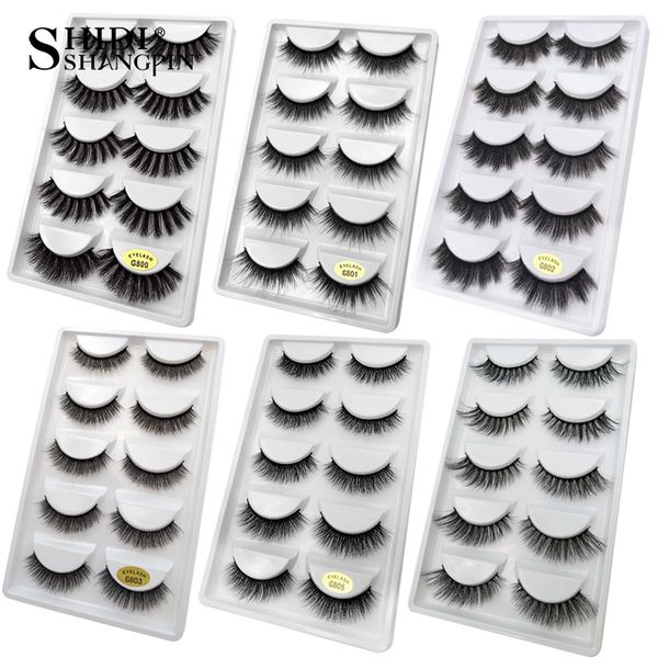 

shidishangpin 5 pairs mink eyelashes natural 3d mink lashes false lashes false eyelashes full strip cilios faux cils