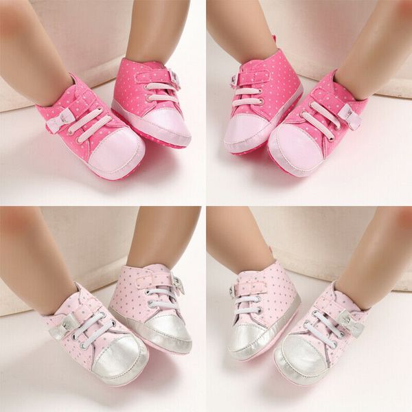

2019 brand new style toddler baby boy girl dot canvas soft sole shoes sneakers infant first walkers prehobbler