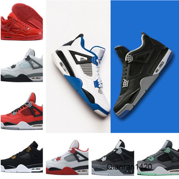 

2019 new classic 4 4s bravo fear pack white cement men basketball shoes training sneakers with box bred high sports shoes sizes 7-12
