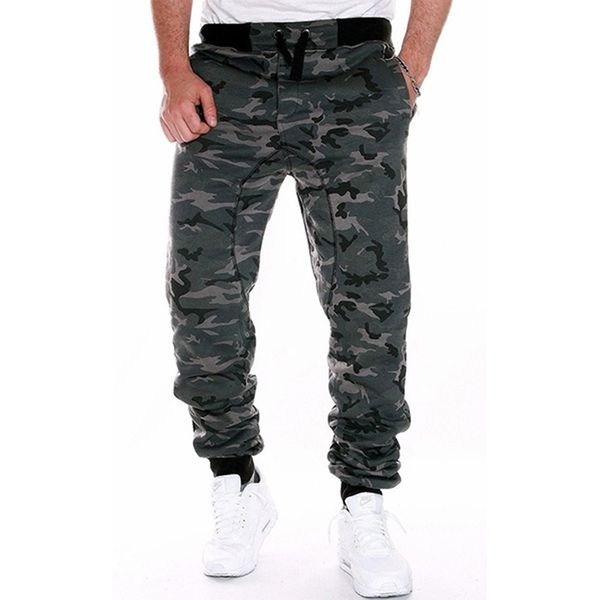 

camouflage print pocket men trousers loose male pants 2020 autumn casual men's long trouser, Black