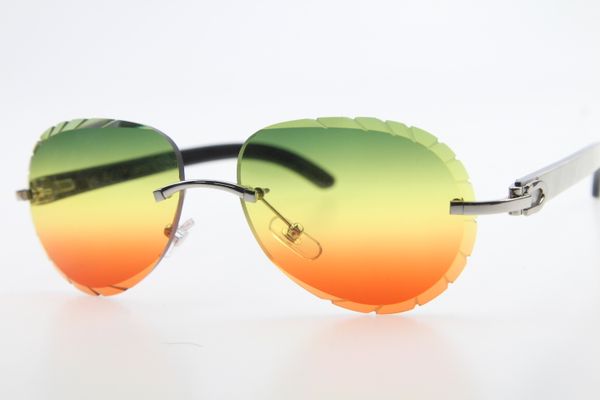 

wholesale 3524016 rimless white inside black buffalo horn twill sunglasses driving with box carved green lens attitude sunglasses, White;black