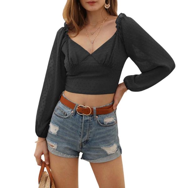 

women long sleeve v-neck ladies fashion solid color for work travel, White;red