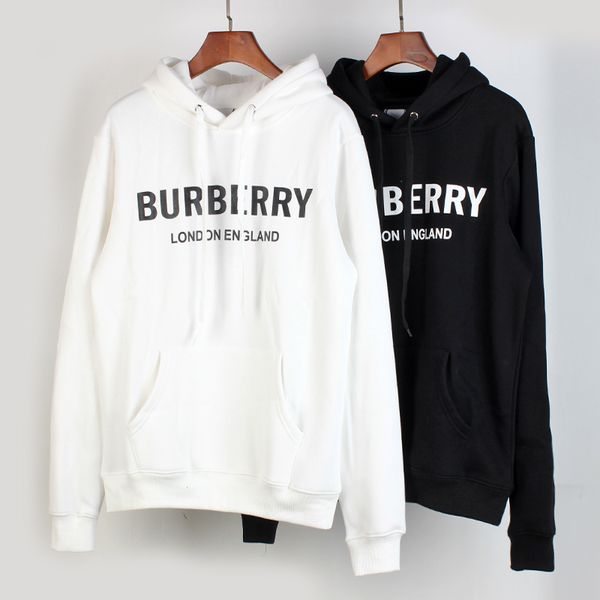 

burb 2019 новые черная с капюшоном классического письма логотипа печать с капюшоном свитера балахона мужчин и женщины с тем же пунктом, Black