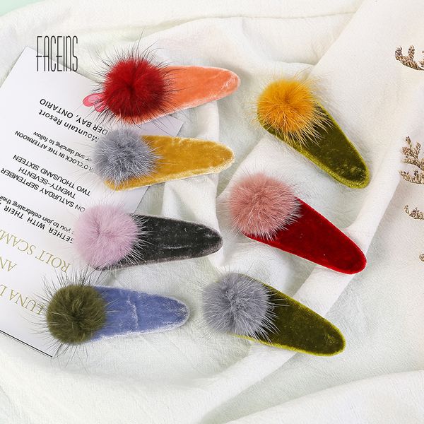

faceins autumn hair pins korean style handmade rayon ball hair pin head jewelry stick barrettes for women accessories, Golden;white