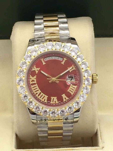 

luxury men's large diamond case double calendar 228349 43 mm sapphire automatic mechanical fashion waterproof men's watches, Slivery;brown