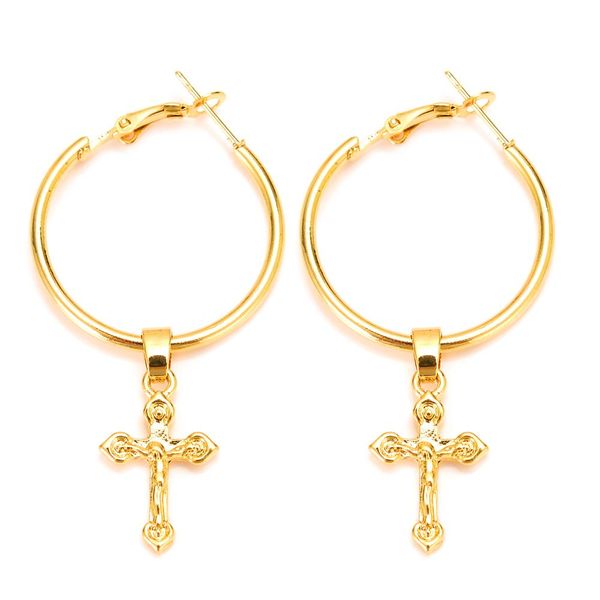 

solid gold gf charm knot cross earrings women girl special design christian party jewelry fine god bless women gifts, Silver