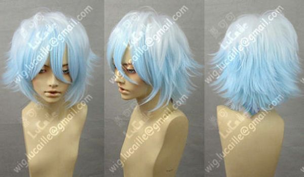 

gintama sakata gintoki blue cosplay wig + wigs hairnet, Black