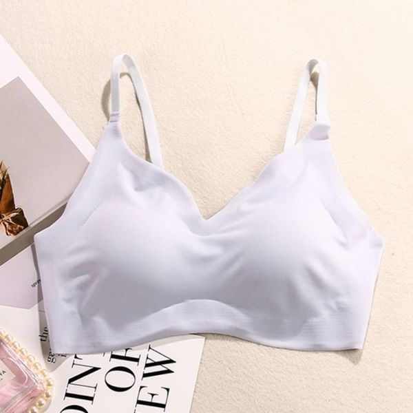 

bras women ice silk seamless bra v-neck no steel ring trace sleep, Red;black