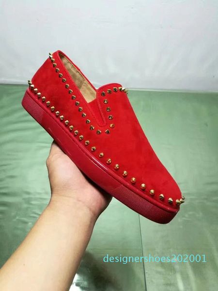 

designs fashion spike loafer dress shoes red bottom sneaker luxury party wedding shoes genuine leather spikes lace-up casual shoes d01, Black