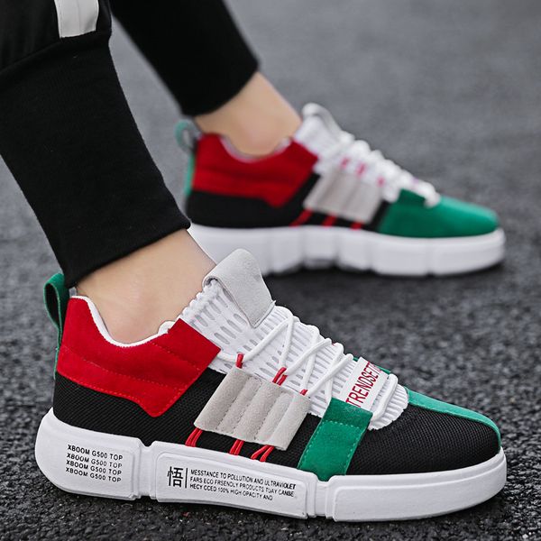 

2019 sapato masculino shoes sapatos new colorful casual brand sneakers breathable mans footwear mixed colors walking male flats, Black
