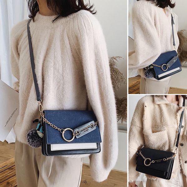 

shujin scrub leather contrast color crossbody bags for women mini shoulder messenger bag female travel chain handbags 2020