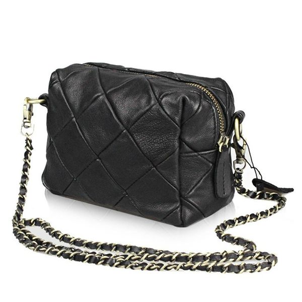 

sheepskin patchwork mini messenger bag genuine leather chain shoulder bag for women's crossbody bags bolsas little ladies