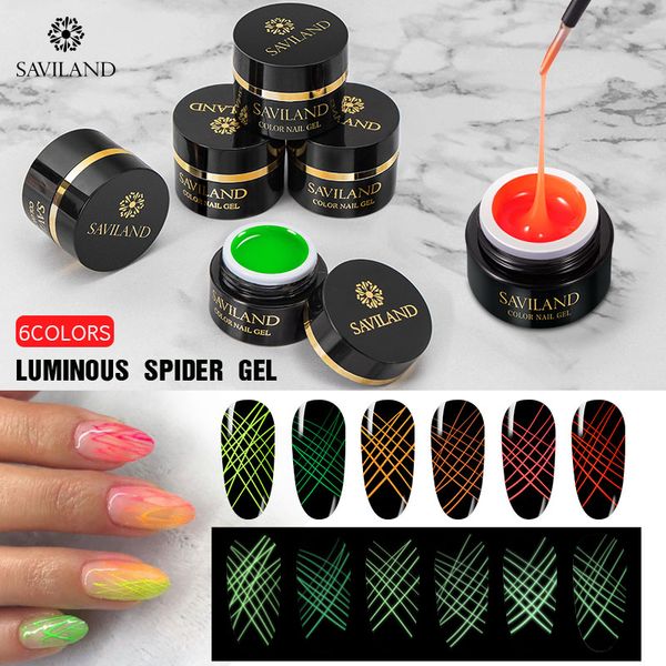 

saviland 6ml strong wire drawing pulling luminous spider gel glow in the dark soak off uv gel for diy paint design, Red;pink