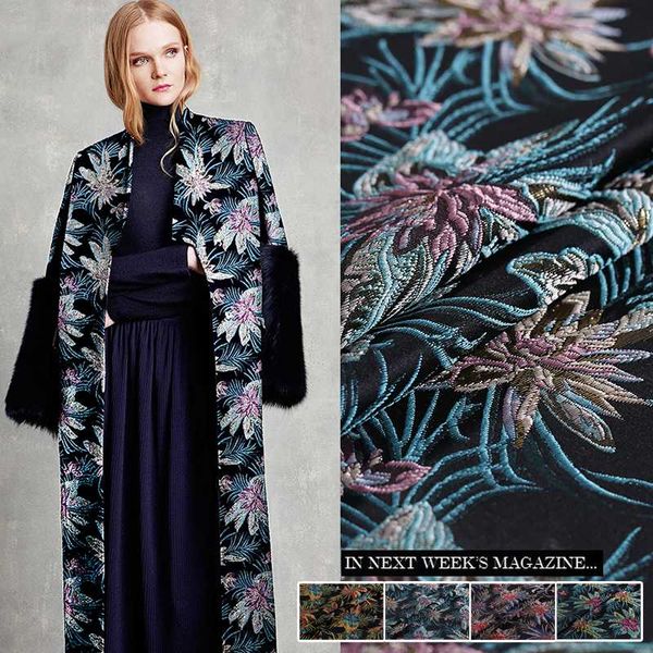 

50x145cm metallic embroidered brocade jacquard fabric for women dress fashion fabrics sewing, Black;white