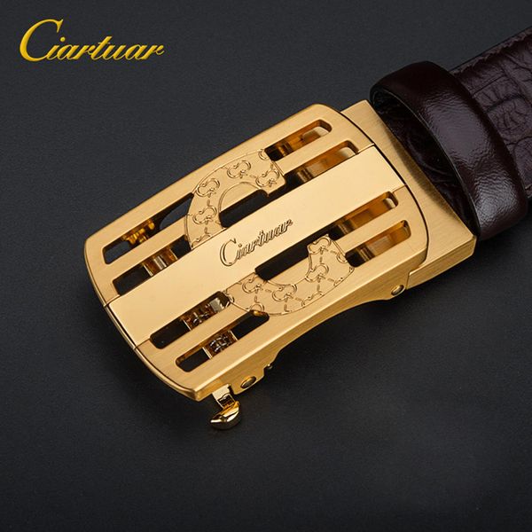 

2019 ciartuar official store men new design genuine leather belt trousers luxury automatic buckle ing, Black;brown